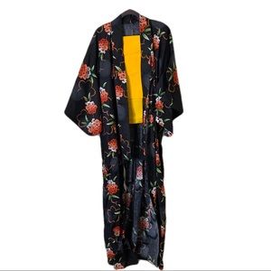 Authentic Japanese Kimono and Yellow Waist Band OS Floral